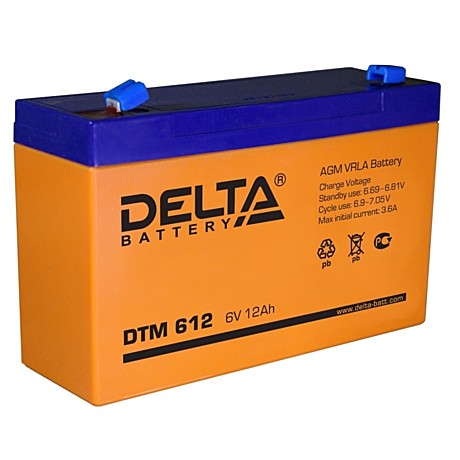 Аккумулятор 6В 12 Ач Delta DTM