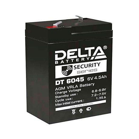 Аккумулятор 6В 4,5 Ач Delta DT