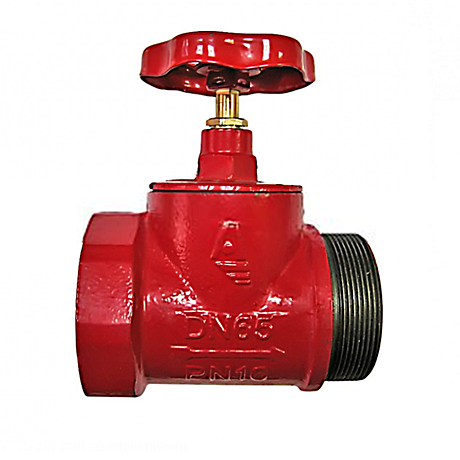 Клапан пожарный чугунный Ду=65 прямоточный 180° (муфта-цапка) P=1,6 Мпа