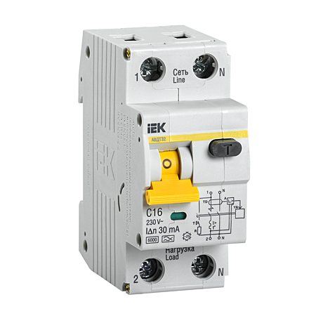 Автоматический выключатель дифференциального тока АВДТ32 C16 (MAD22-5-016-C-30) IEK