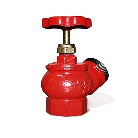 Клапан пожарный чугунный Ду=50 угловой 125° (муфта-цапка) P=1,6 Мпа