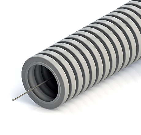 Труба гофрированная ПВХ 20мм с протяжкой (упак.100 м) серая