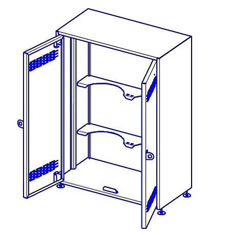 Шкаф для двух газовых баллонов 50 литров RAL 7035 (800х400х1100)