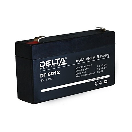 Аккумулятор 6В 1,2 Ач Delta DT